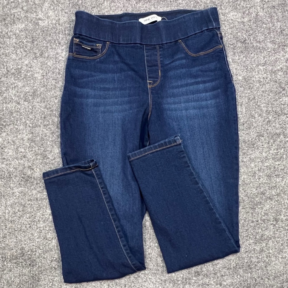 Nine West Heidi Pull-On Crop Jeans Women 6 Blue Excellent High Rise Stretch